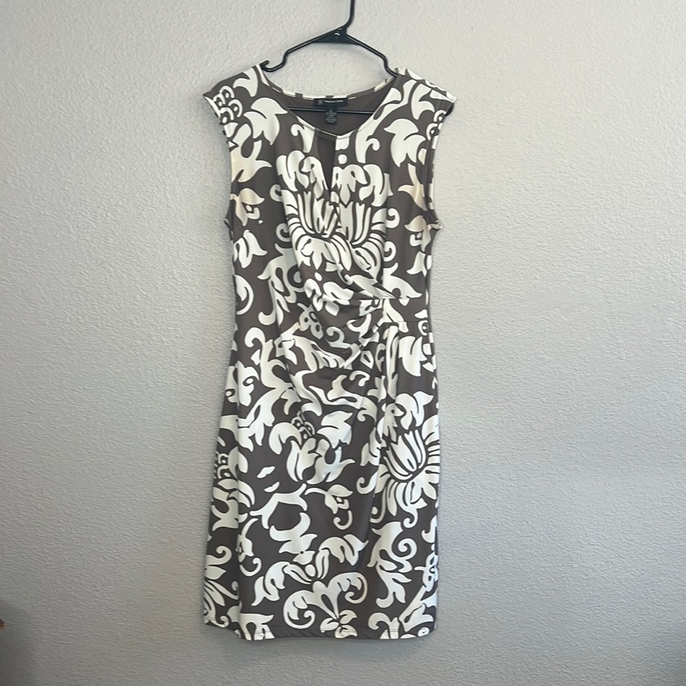 INC Large Grey Floral Midi Dress